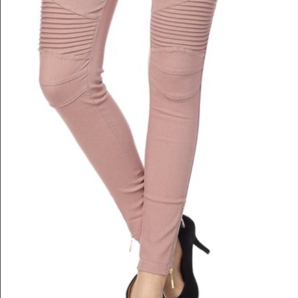 NWT Dusty Mauve Moto Jeggings - Picture 2 of 2